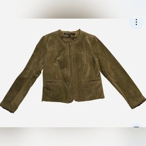 Kasper Olive Green Suede Zip Jacket